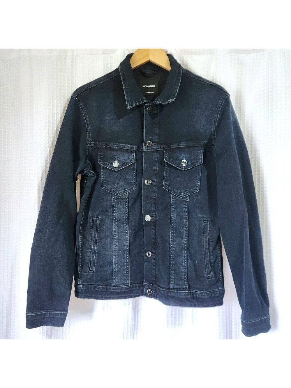 Jack and Jones Denim Jacket Men's Med. Trucker Jean Dark Blue Jeans Intelligence